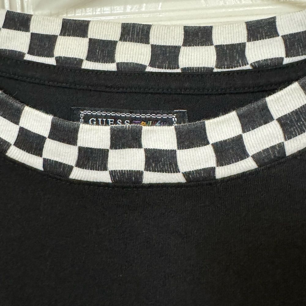 GUESS J Balvin Vibras Black & White Checkered Streetwear Men’s S T-Shirt MINTY - Picture 5 of 7